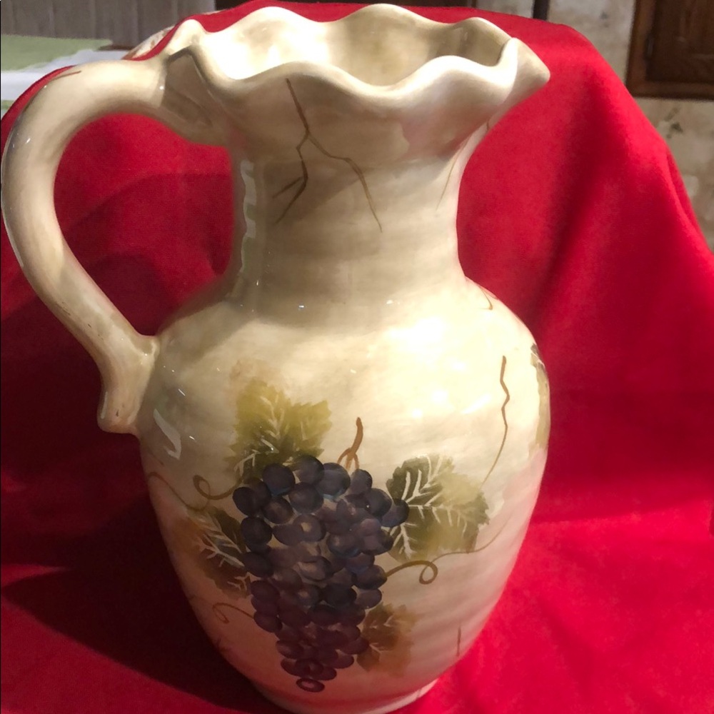 Cabernet Hand Painted Ceramic Pitcher